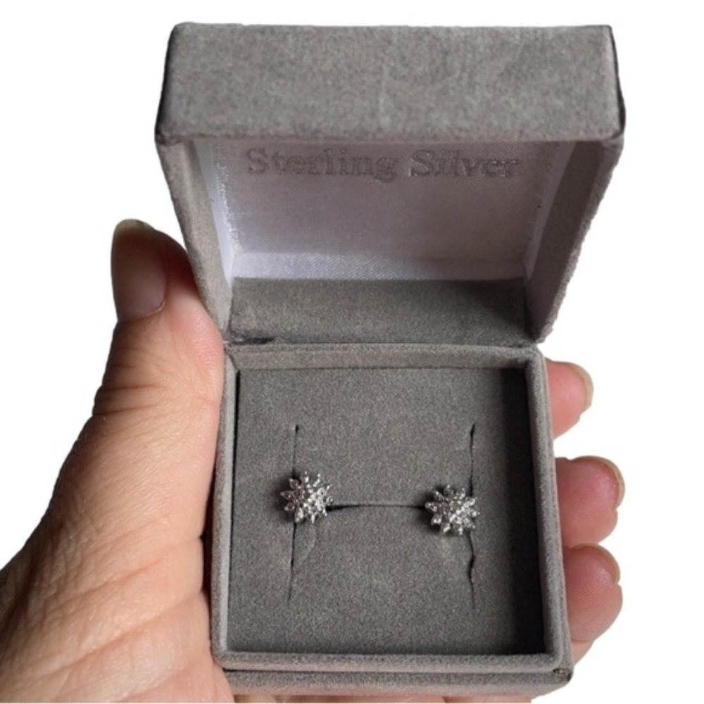 GENUINE Diamond & Sterling Silver  Earrings
